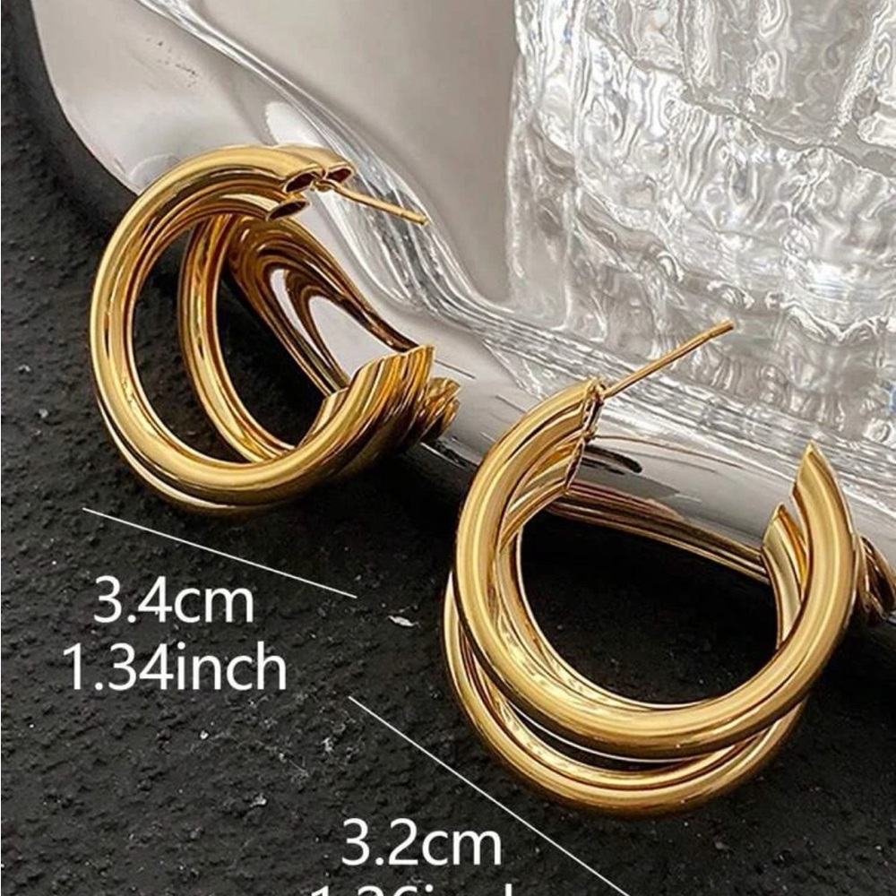 Chunky Gold Hoop Earrings | Bold Statement Hoops (Gold or Silver) - Picture 12 of 15
